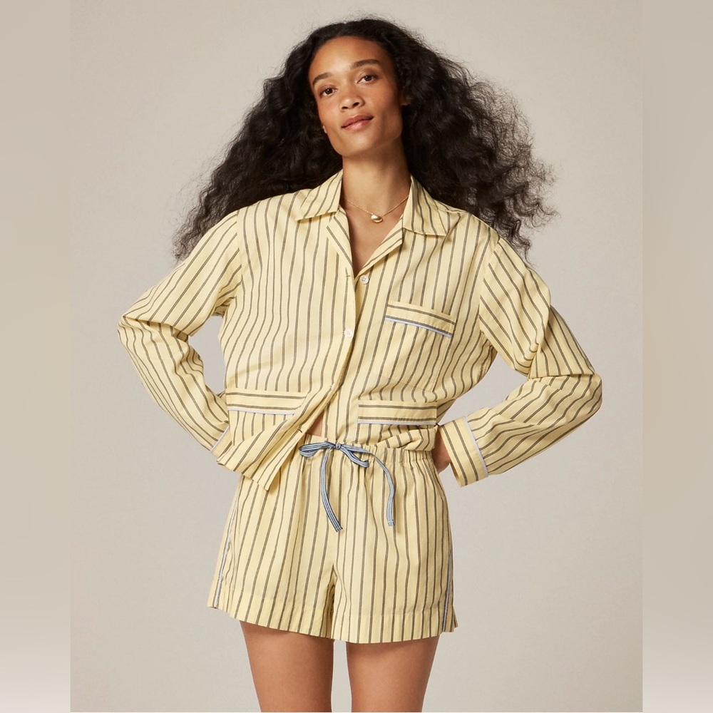 Sold out online 100% cotton Striped Yellow Pajama Set
